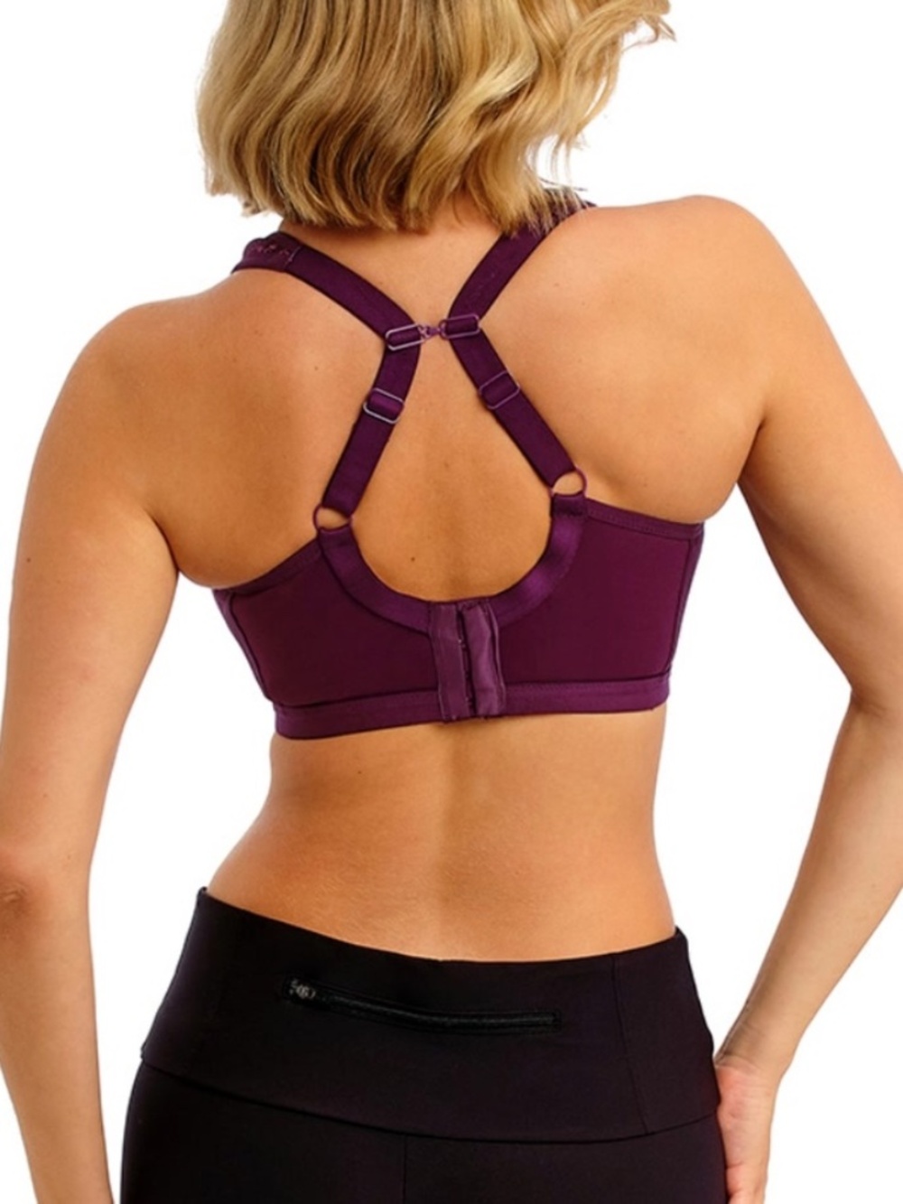 FREYA Dynamic Soft Cup Crop Top Sports Bra UK 30F/US 30G purple snake print. - Picture 3 of 8